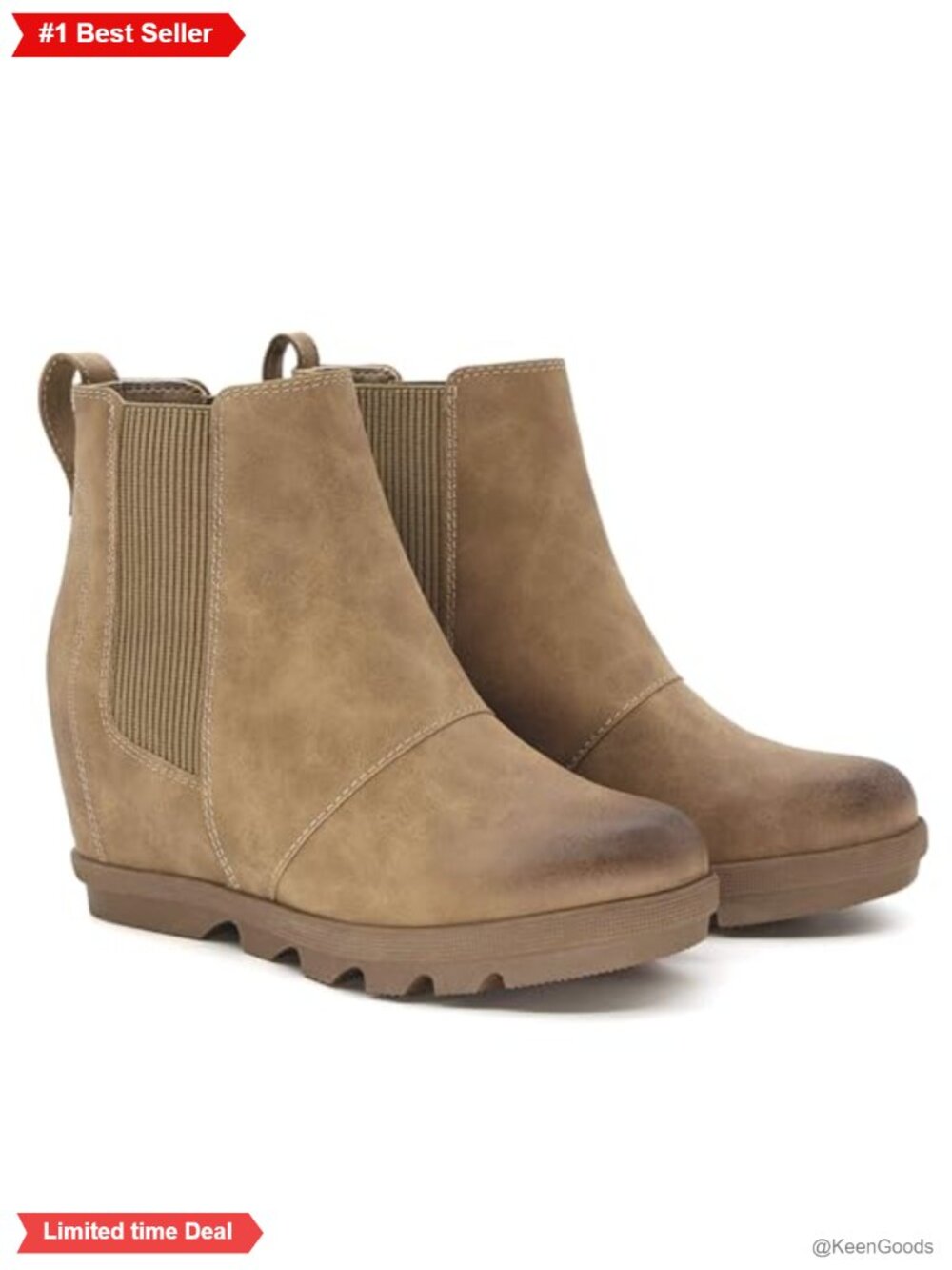 Faux Leather Hidden Wedge Chelsea Ankle Boots Comfort Slip-On Booties